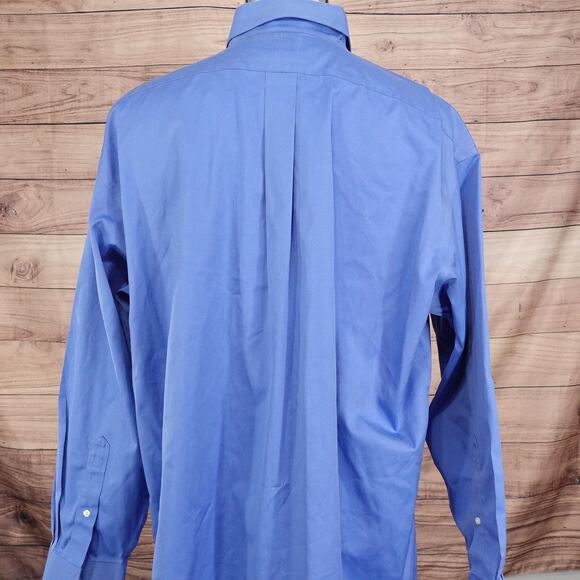 Jos A Bank Shirt Mens 17.5 35 Blue Traveler's Collection Button Down Long Sleeve - Picture 4 of 8